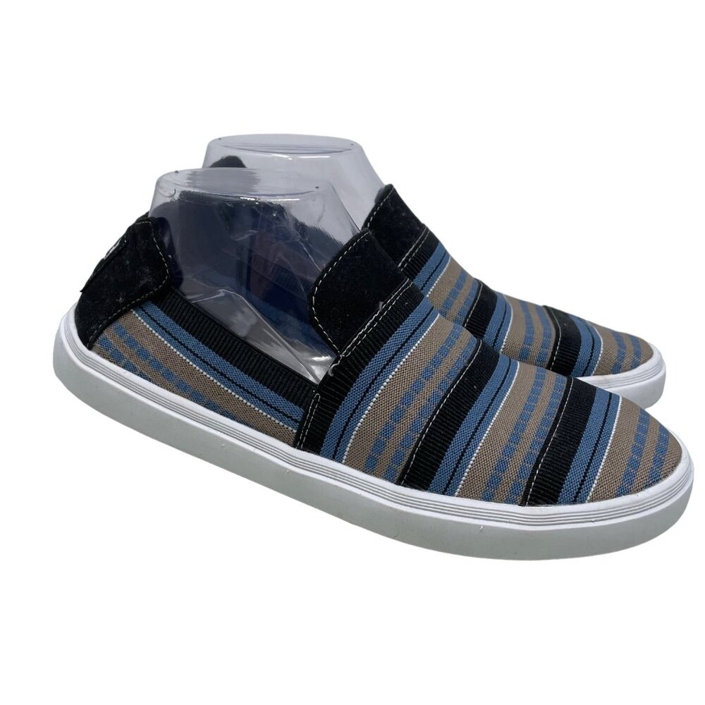 Khombu Shoes Size 8 Iris Slip-On Round Toe Active Tennis Stripe Comfort Blue